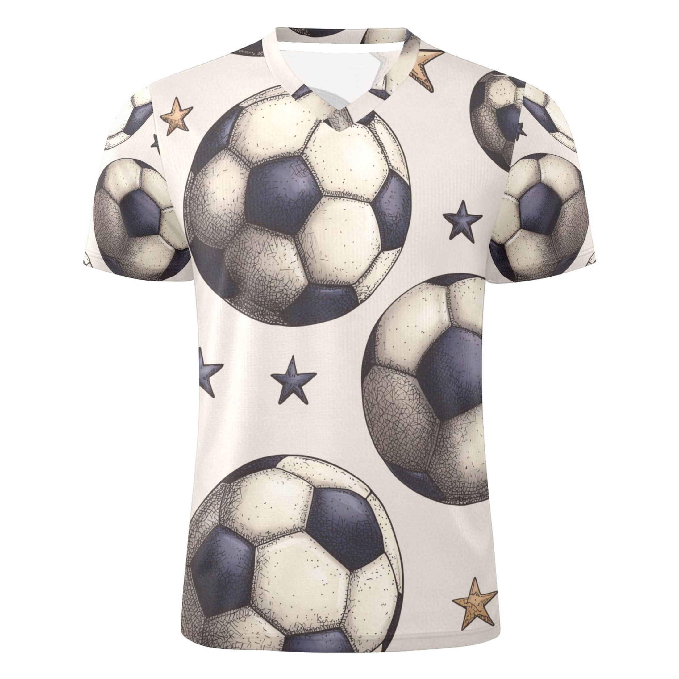 Retro Style Football with Stars Men's Sports Jerseys Athletic T-Shirt Football Referee Short Sleeves Shirt XS