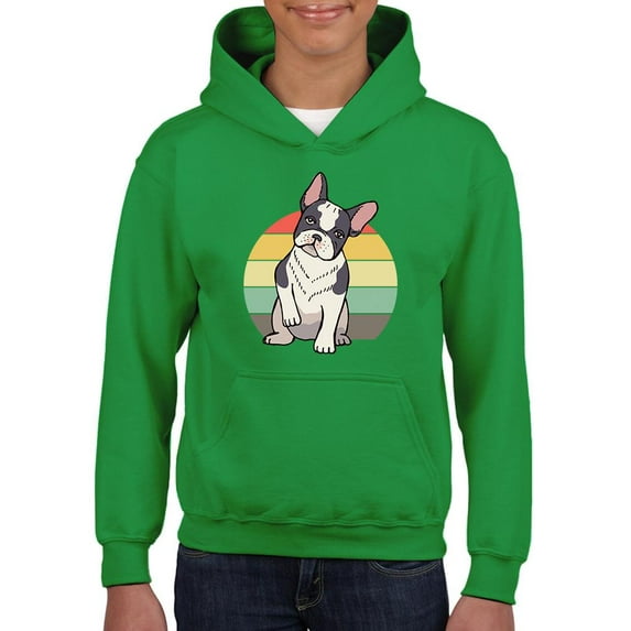 Retro Style French Bulldog Hoodie Juniors -Image by Shutterstock, Large