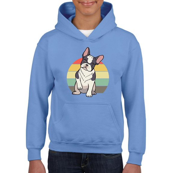 Retro Style French Bulldog Hoodie Juniors -Image by Shutterstock, x-Large