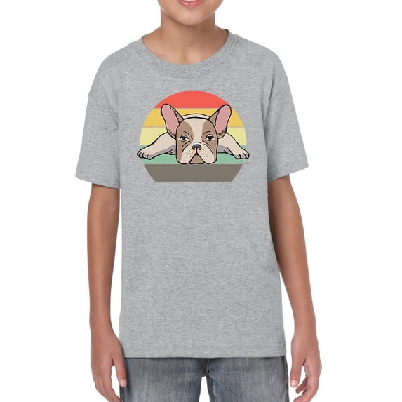 Retro Style Frenchie Bulldog T-Shirt Juniors -Image by Shutterstock, Medium