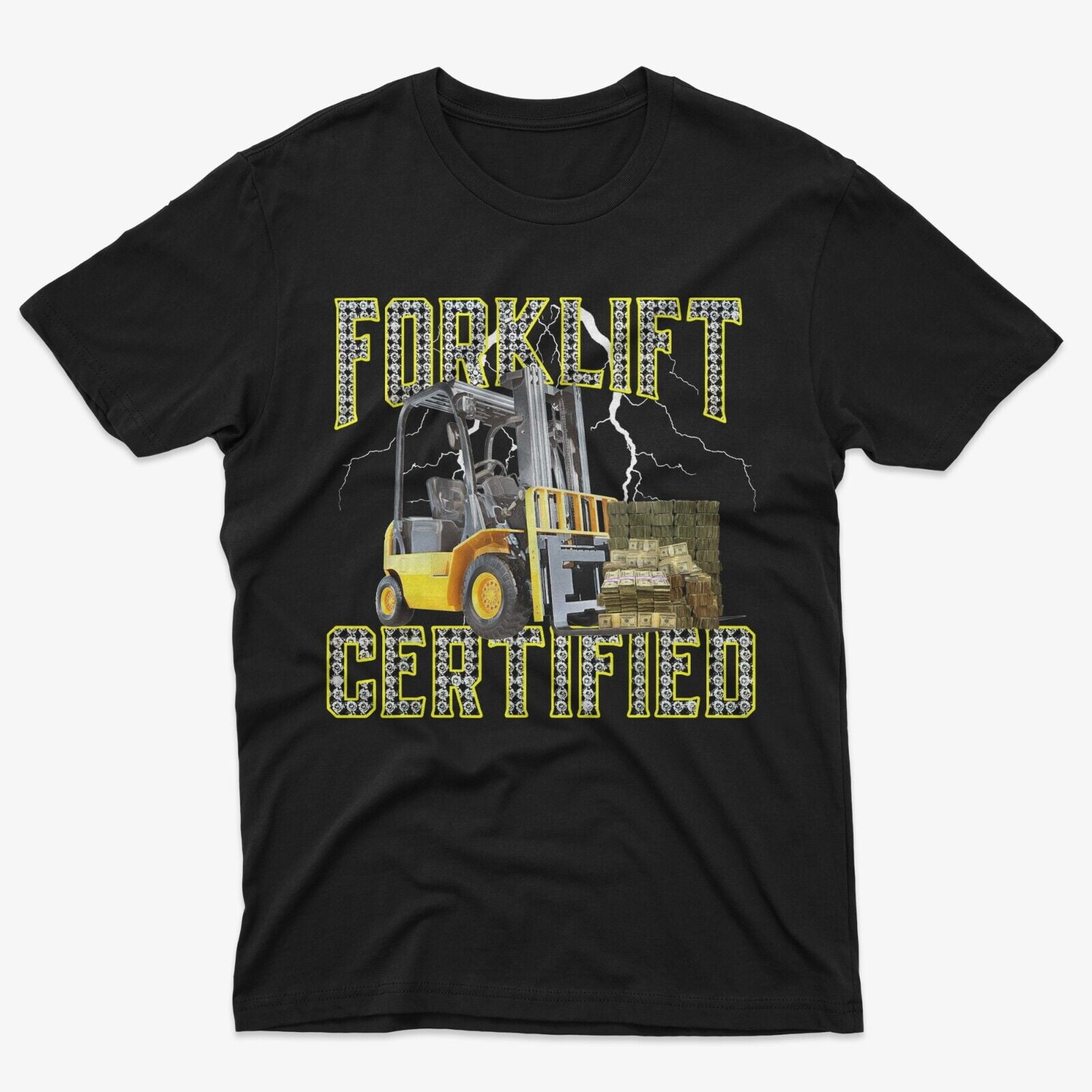 Retro Style Funny Meme Forklift Operator Forklift Certified Black T