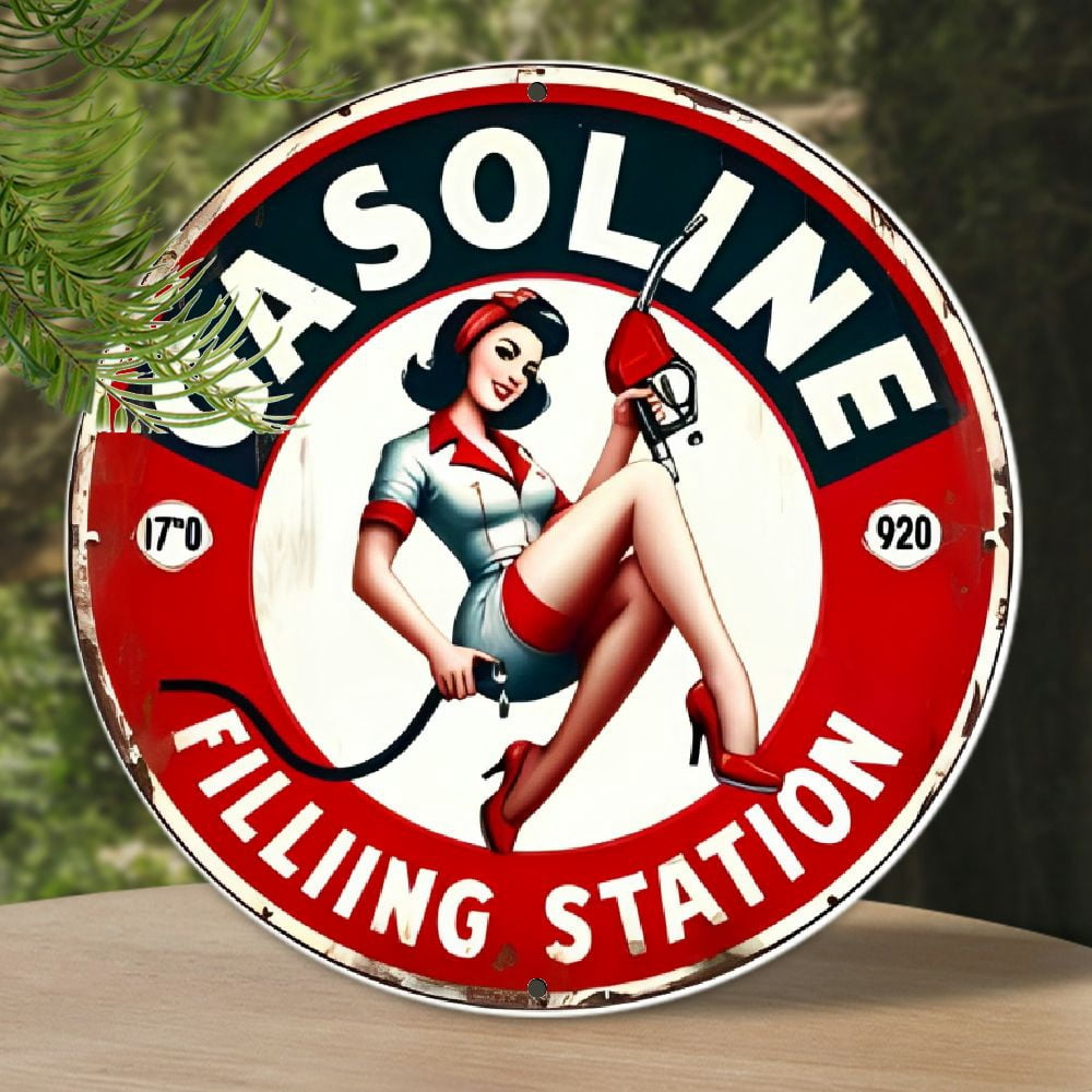 Retro Style Gasoline Metal Sign 8x8 inches (20cm x 20cm) - Vintage ...