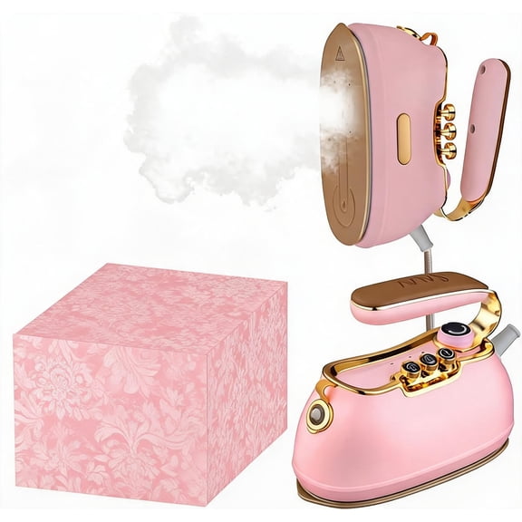 Retro Style Handheld Garment Steamer and Iron with Ceramic Plate 1000W No Drip Steam Vertical and Horizontal Use Rose