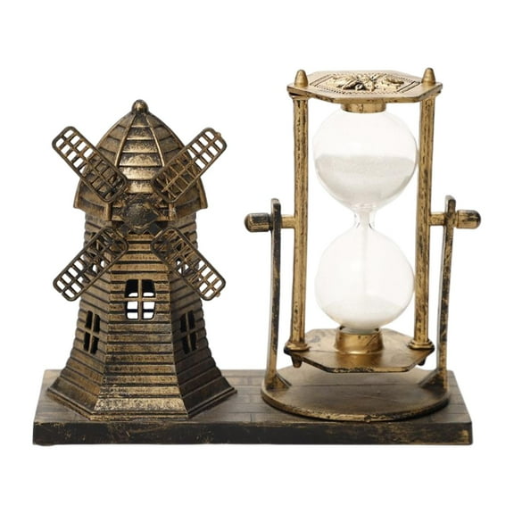 Retro Style Hourglass Sand Timer Sandglass Centerpiece Statue Ornaments for Desk Office Bedroom Decoration Birthday Gift , Aureate