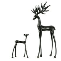 Retro Style Imitation Metal Deer Figurine Ornament - Exquisite Resin Deer Statue Tabletop Decoration, for Home Office Cabinet Entryway Decor
