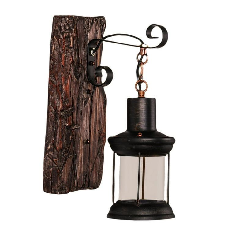 Retro Style Industrial Wood Wall Sconce Light E27 Decorate Wall Lamp Solid Lantern Iron for Bar Restaurant Corridor Hotel Kitchen Walmart