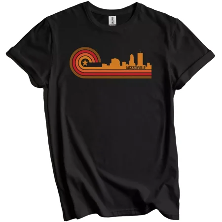 Retro Style Jacksonville Florida Skyline T-Shirt Gift for Men Women Unisex Tee