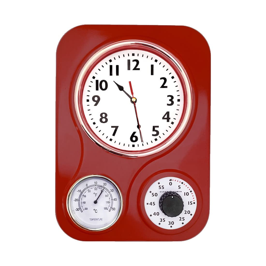 Retro Style Kitchen Wall Clock with Thermometer and Timer Function ...