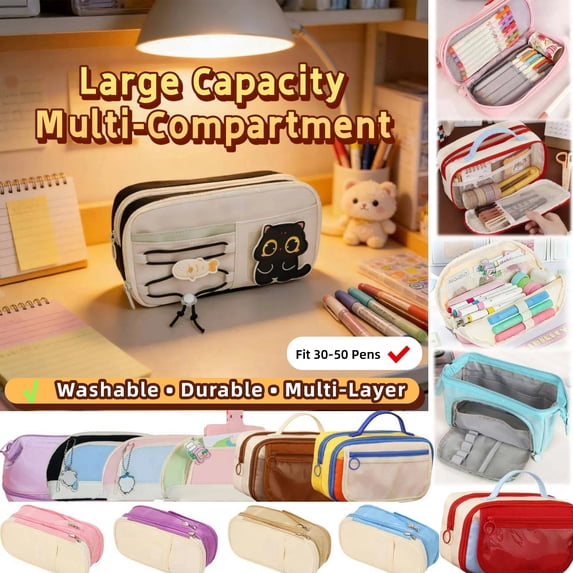 Retro Style Large Capacity Pencil Case, Portable Rectangular Stationery Storage Pouch with Stain Resistance, Soft Protective Pen Bag for Home Office, Durable Desk Decoration Organizer, AKLJWH