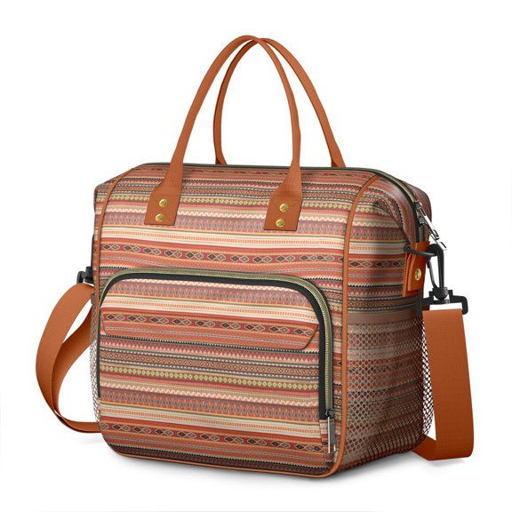 Retro Style Large Lunch Box for Women, Boho Chic Leakproof Tote with Artistic Aesthetic, Dual Insulated Compartments for Teachers, Travel, or Gym