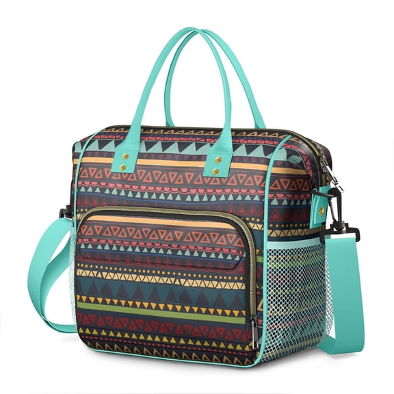 Retro Style Large Lunch Box for Women, Boho Chic Leakproof Tote with Artistic Aesthetic, Dual Insulated Compartments for Teachers, Travel, or Gym