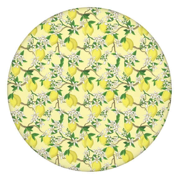 Retro Style Lemon Tablecloth Yellow Fruit Pattern Floral Print Bright and Cute Summer Decor