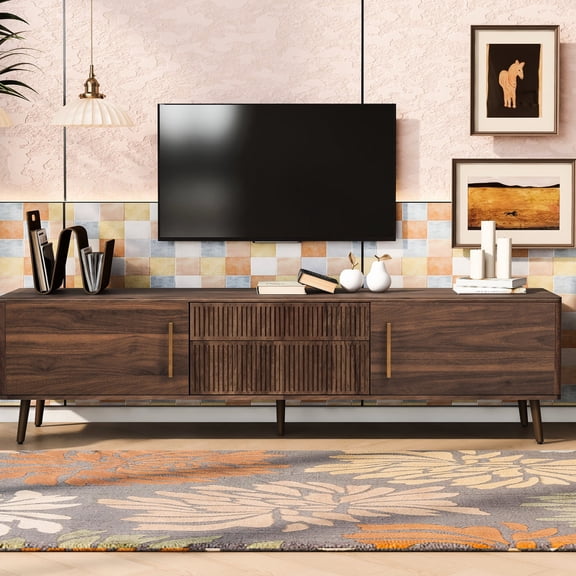 Retro-Style Media Console with 2 Drawers / Organizes Cables and Items in Home Theatre