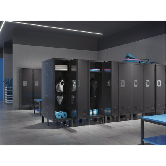 Retro Style Metal Storage Locker - Black Cabinet With Large Capacity For Various Rooms Industrial Keeping Items Organized In Spaces