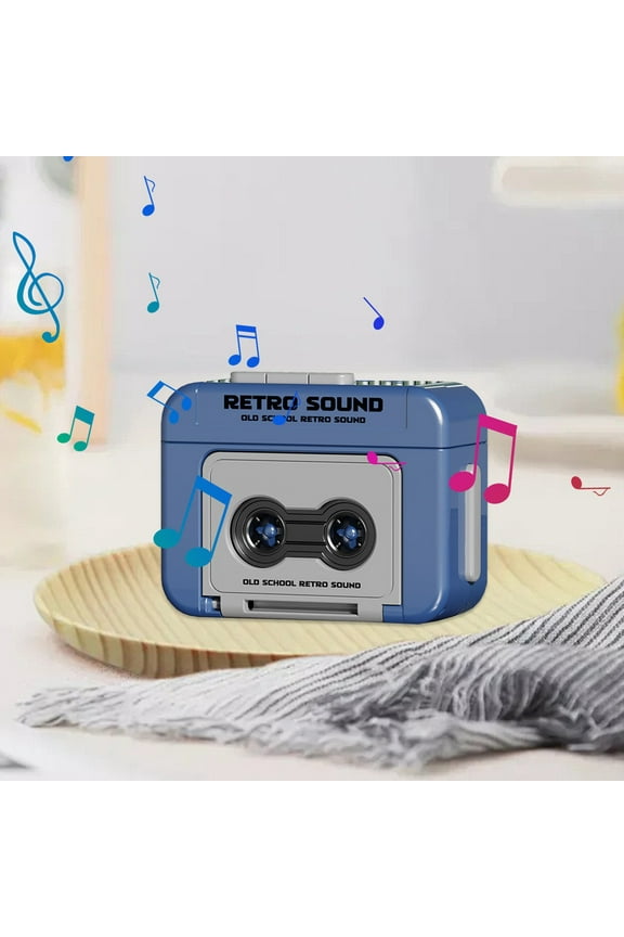 Retro Style Mini Tape Recorder Keychain with Recording Function - Novelty Multifunctional Accessory Featuring Playback Capability and Compact Design(Blue)