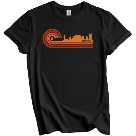 Retro Style Nashville Tennessee Skyline T-Shirt Gift for Men Women Unisex Tee