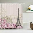 thumbnail image 1 of Retro Style Paris Tower Shower Curtain Bathroom Curtains European Flower Scenery Waterproof Polyeste Fabric Bathtub Decorate, 1 of 5