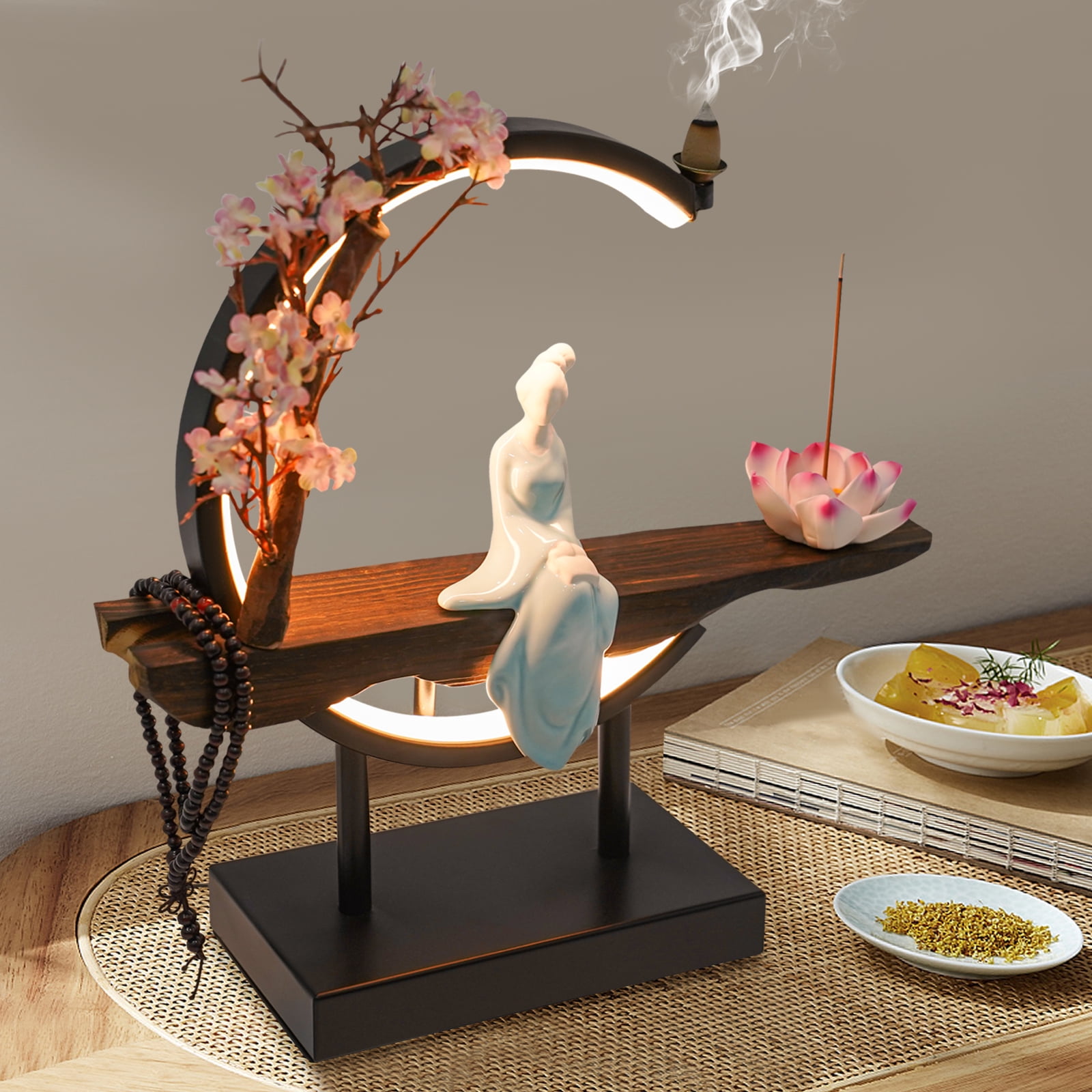 Retro Style Porcelain Backflow Incense Burner Incense Cone Sticks Holder Home Decor for Home and Office Classical