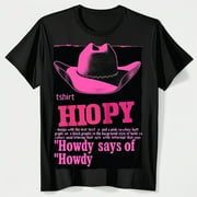 Retro Style 'SHOP SheIN' TShirt with Pink Cowboy Hat Graphic Bold Colors Howdy Lettering Black Tee Trendy Stylish Western Vibe EyeCatching Design Perfect for Fashionistas