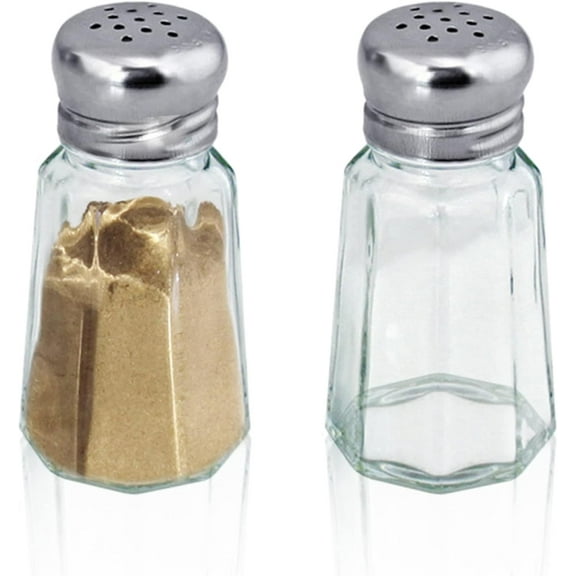 Retro Style Salt and Pepper Shaker Set - 2 Pack with Stainless Steel Lids