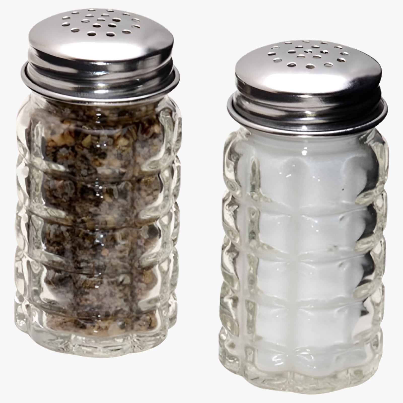 Retro Style Salt and Pepper Shakers with Stainless Tops, Durable