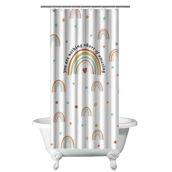 Retro Style Shower Curtain, Geometric Plaid Waterproof Bathroom Drapes with Hooks