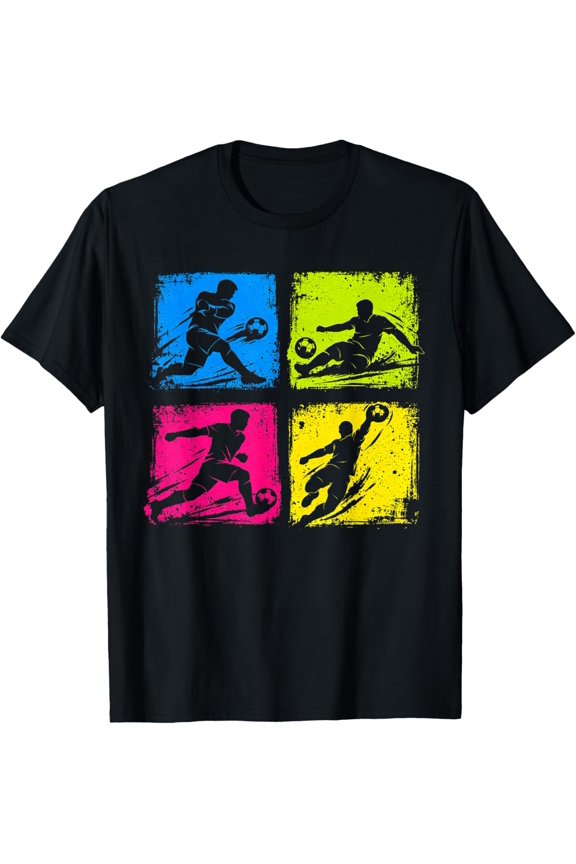 Retro Style Soccer Player Collage Men Coach Youth T-Shirt