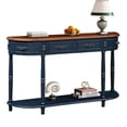thumbnail image 1 of Retro-Style, Solid Pine Console - 2 Drawers + Shelf, Easy Assembly for Hallway Decor, 1 of 6
