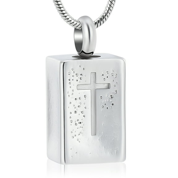 Retro Style Stainless Steel Cross Memorial Cremation Ashes Urn Pendant Necklace Keepsake Jewelry Urn Necklace