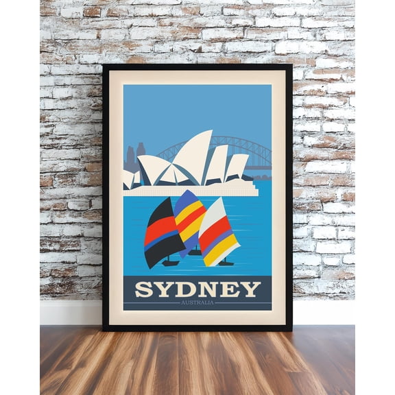Retro Style Sydney Opera House Travel Poster, Australian Tourism Wall Art , Poster Print Only