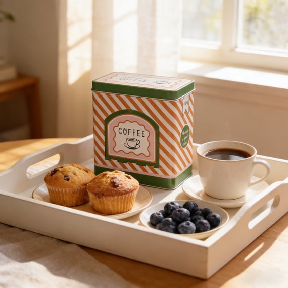 Retro Style Tin Can Coffee Storage Container Airtight Sealed Tin with Lid for Kitchen Coffee Beans Tea Leaves Storage Vintage Decorative Canister for Pantry Countertop Coffee Tea Organizer