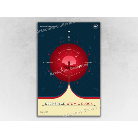 Retro Style Travel Deep Space Atomic Clock, Unframed Poster