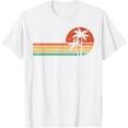 thumbnail image 1 of Retro Style Tropical Vintage sunset Beach Palm Tree T-ShirtMen and women, White T-shirt, size: Extra large, 1 of 4