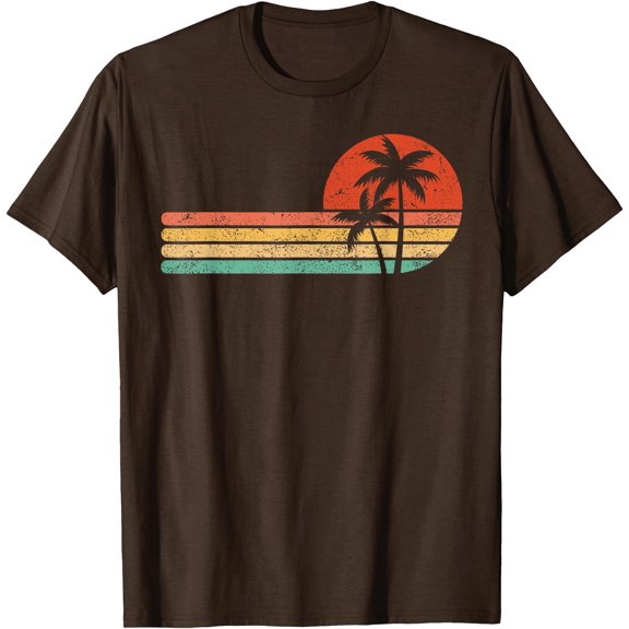 Retro Style Tropical Vintage sunset Beach Palm Tree Unisex T-Shirt for Men Women Kids Toddler