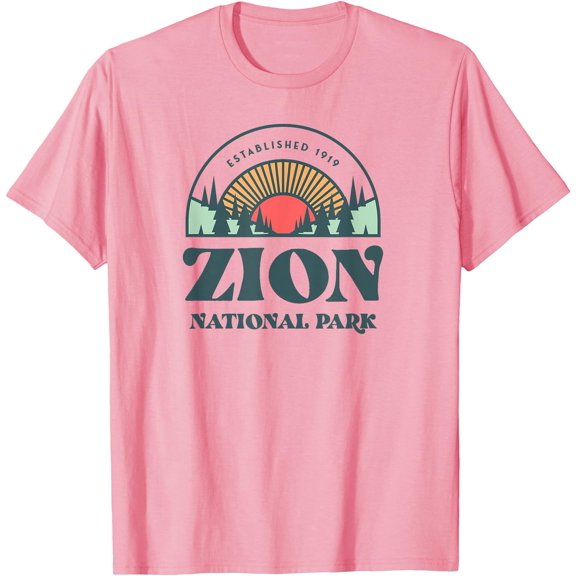 Retro Style Utah Zion National Park Unisex T-Shirt for Men Women Kids Toddler,Light Pink Color,Size XL