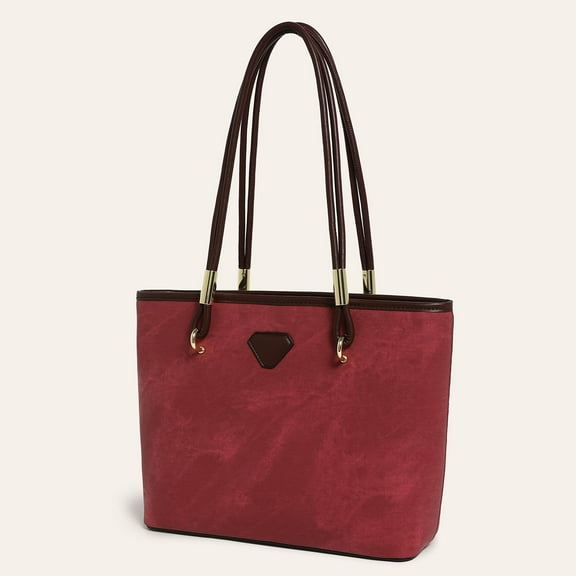 Retro Style Women Handbag Veganic PU Leather Material Office Lady Work Tote For Commuter High Capacity Shoulder Bag Fits Up to Laptop 12"