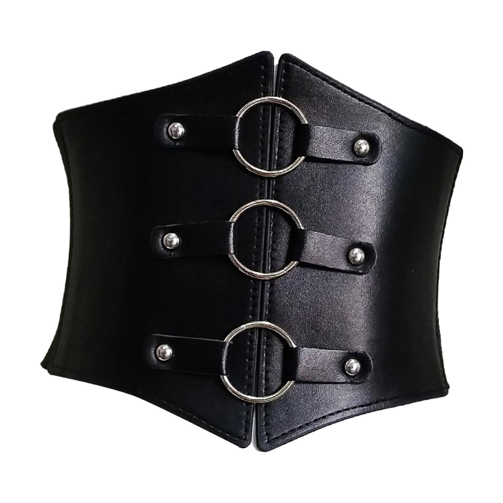 Black Retro Pu Leather Wide Elastic Corset Belt Ladies Dress Suit Stretch  Cummerbunds Plus Size Belts