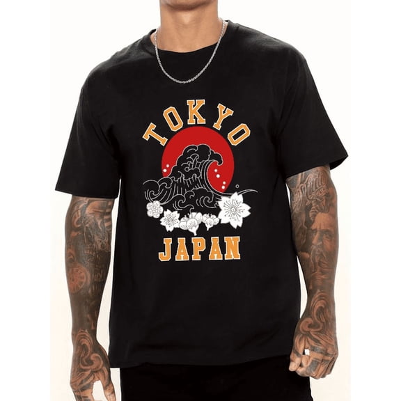 Retro Style in Tokyo, Japan Cotton casual T-shirt