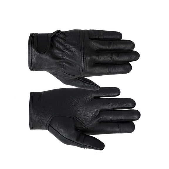Retro Styles Black Leather Safety Gloves Touch Cold Weather Warmth Quick Adjust Strap for Mechanics and Cycling