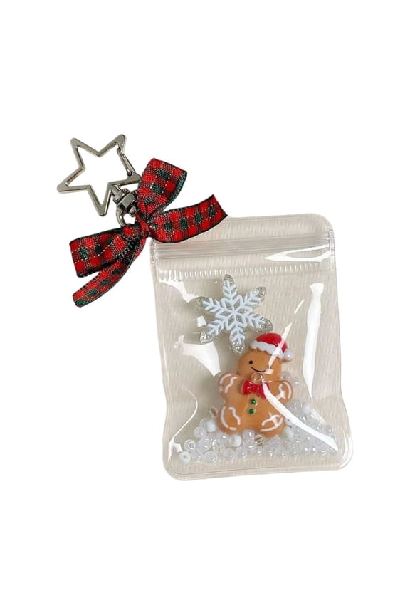 Retro Styles Gingerbreads Man Keychain Multiuse Phone Charm Holiday Gift Accessory