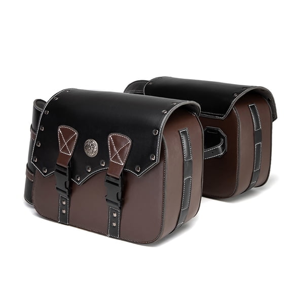 Retro Styles Motorcycle Saddlebags PU Leather Bag Water Resistant Spacious Storage Solution Simple Installs for Bike