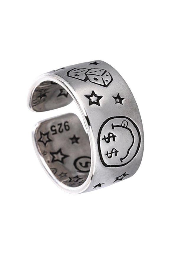Retro Styles Star and Smiles Face Adjustable Size Opening Rings Handmade Ladies Finger Rings Fashion Statement Jewelry