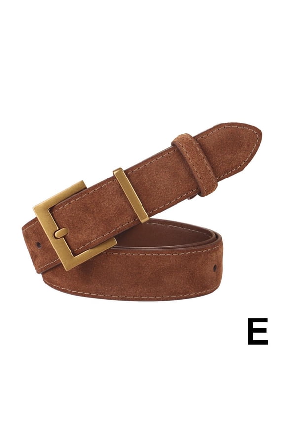 Retro Suede Belt Ladies Jeans Belt Women Fashion Dress Belt with Gold Buckl