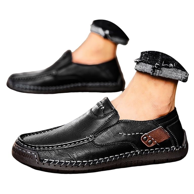 Retro Suede Leather Penny Loafers for Men Hand Sewn Slip On  display picture 2