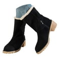 thumbnail image 1 of Retro Suede Mid Calf Boots with Side Zipper and Heel for Women's Fashionable Winter Comfort and Warmth, 1 of 8