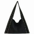 thumbnail image 1 of Retro Suede Rivet Handbag Large Tote Handbag Shoulder Bags For Women (Black), 1 of 5