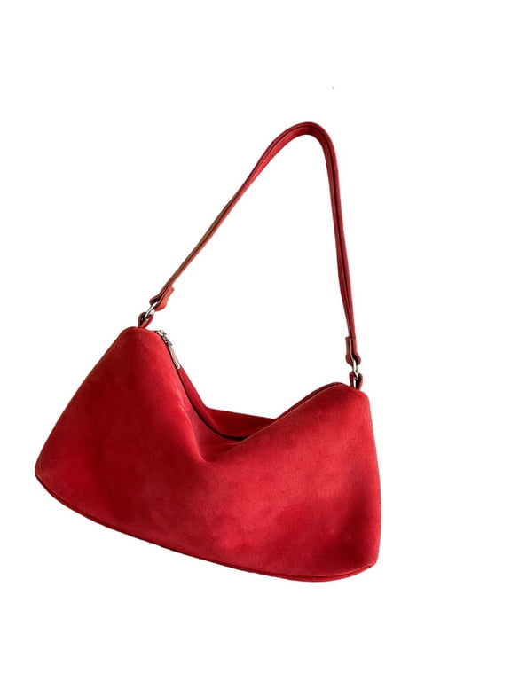 Retro Suedes Saddles Shoulder Bag Lightweight Underarm Purse For Women Daily Use