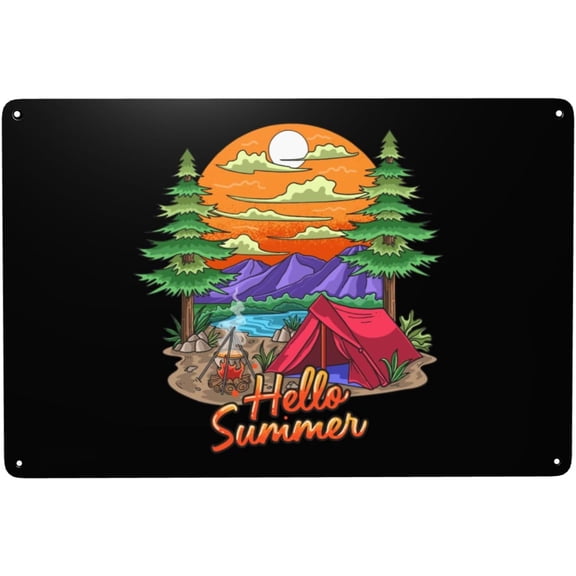 Retro Summer Camp Metal Wall Sign 8x12 Inch Funny Vintage Man Cave Garage Decor