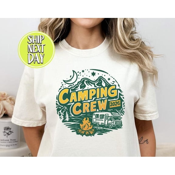 Retro Summer Camping Crew 2026 Tshirt, Family Camp T-shirts, Vacation Shirt, Lake Group Tee, Girls Weekend Tee, Group Camping-TC142
