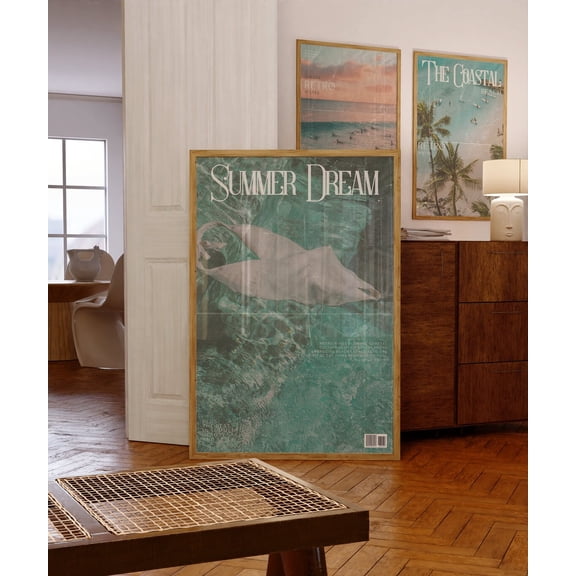 Retro Summer Dream Magazine Print, Pool Poster, Unframed Paper Poster 8x10in